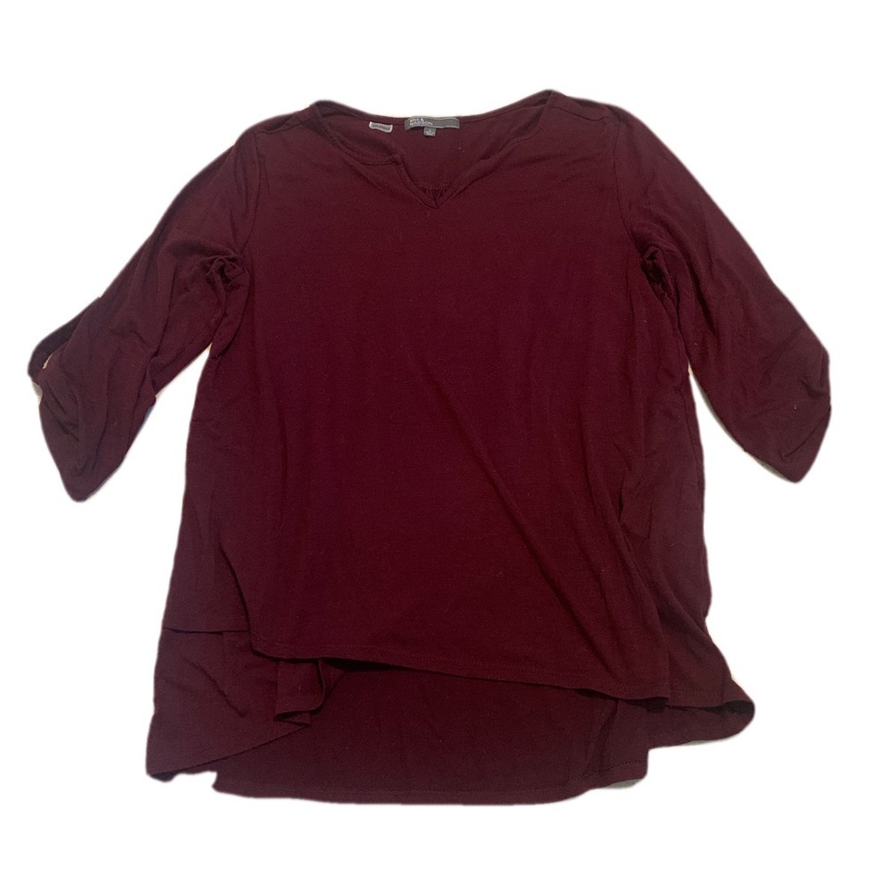 89. 89th & Madison Burgundy V-Neck High-Low Tunic Top - L
